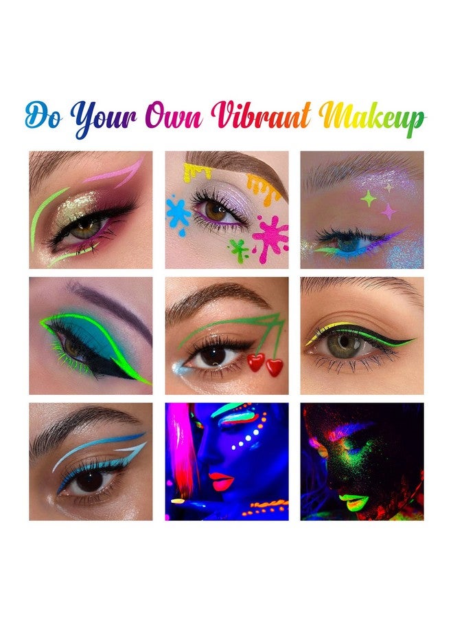8 Colors Uv Glow Neon Liquid Eyeliner Set Matte Colored Eyeliners Pen Colorful Waterproof Smudge Proof Pigmented Graphic Liners Delineadores De Colores Para Ojos Eye Makeup Gift Kit