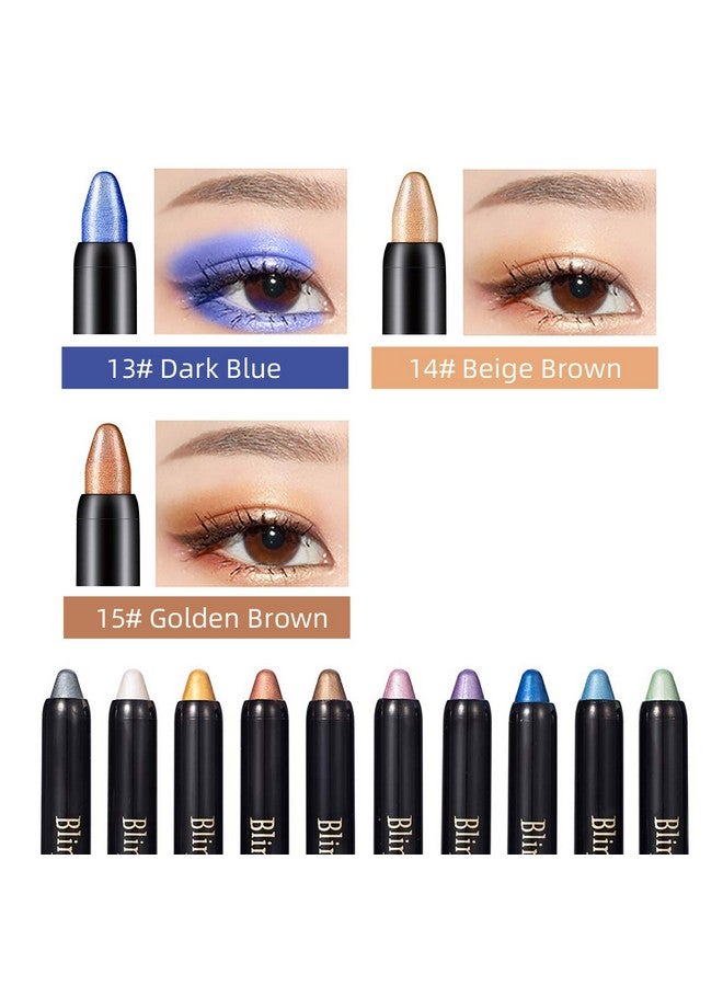 15 Colors Glitter Eyeshadow Stick Colorful Set Shimmer Glitter Pearl Cream Eye Shadow Stick Eyeshadow Crayon Shiny Colored Sticks Eyeshadow Pen Eye Makeup Long Lasting Smooth Eye Shadow Stick