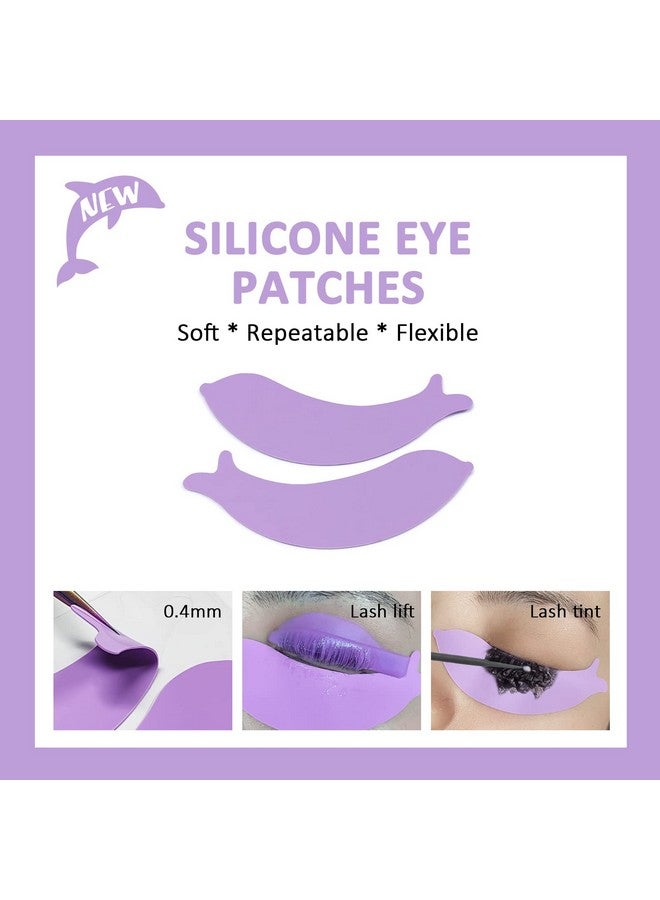 22 Piece Silicone Lash Lift Pads Permania Eyelash Perm Curler Makeup Tools For Eyelash Lifting Reusable Dolphin Eye Patch & Lash Ribbon Salon Grade (Purple)