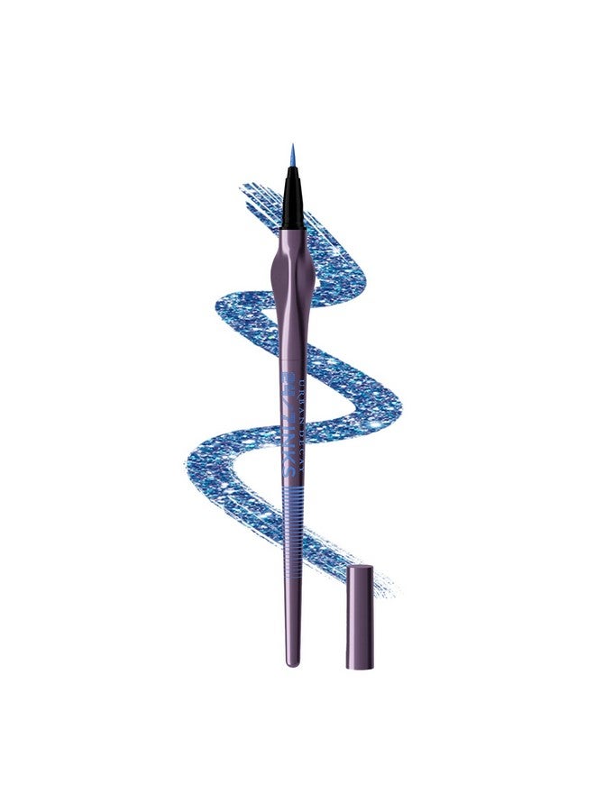 24/7 Inks Liquid Eyeliner Pen Water Resistant Smudge Proof Up To 24Hr Wear Ergonomic Grip Vegan & Cruelty Free Hi Energy (Blue Shimmer Brush Tip)