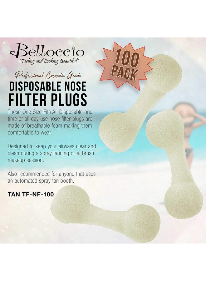 Pack Of 100 Disposable Nose Filter Plugs (Used For Sunless Airbrush Spray Tanning)