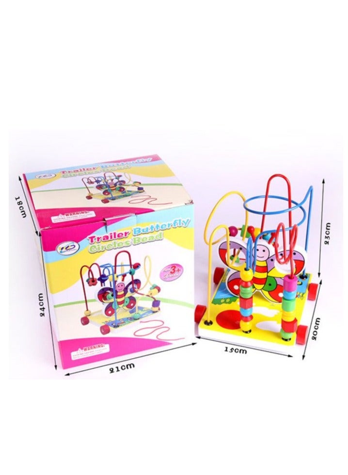 Multifunctional Bead Winding Pull Along Toy - Butterfly