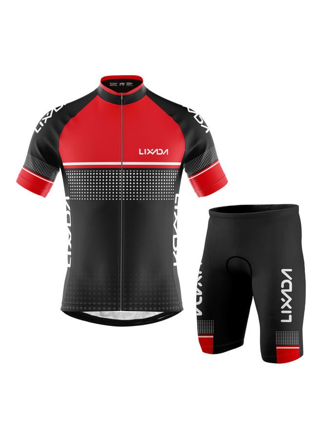 2-Piece Biking Shirt With Padded Shorts Set L