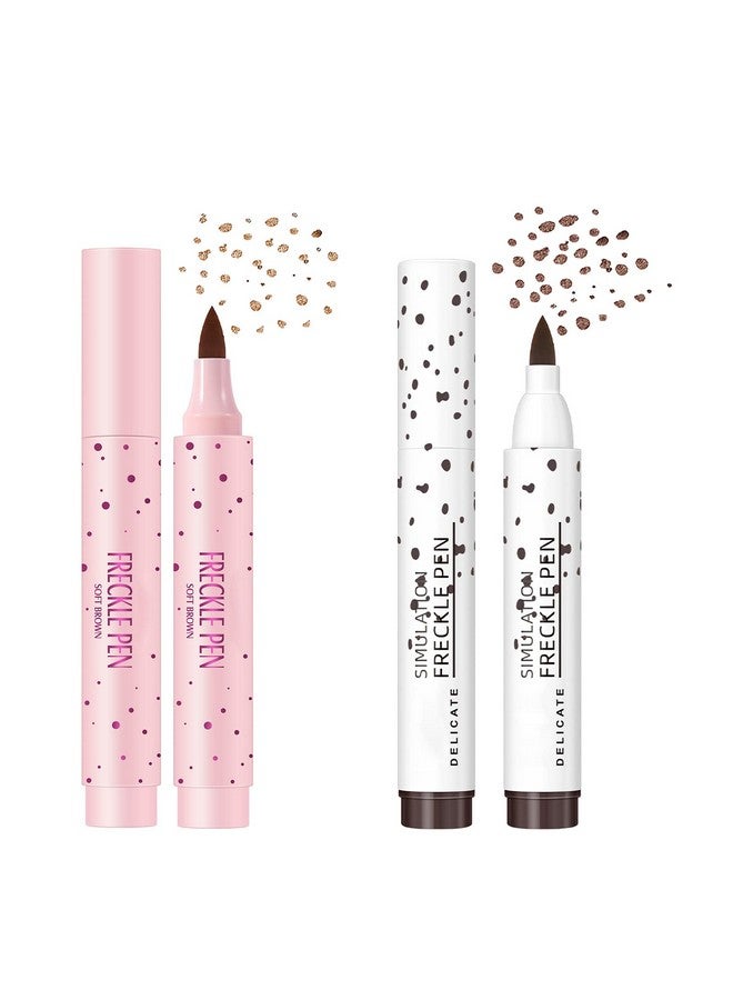 2 Colors Liquid Freckle Pen Natural Lifelike Face Fake Freckle Makeup Pen Magic Freckle Color Waterproof Long Lasting Quick Dry Faux Freckles Pen Soft Dot Sopt Penlight Brown&Dark Brown