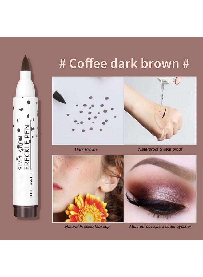 2 Colors Liquid Freckle Pen Natural Lifelike Face Fake Freckle Makeup Pen Magic Freckle Color Waterproof Long Lasting Quick Dry Faux Freckles Pen Soft Dot Sopt Penlight Brown&Dark Brown