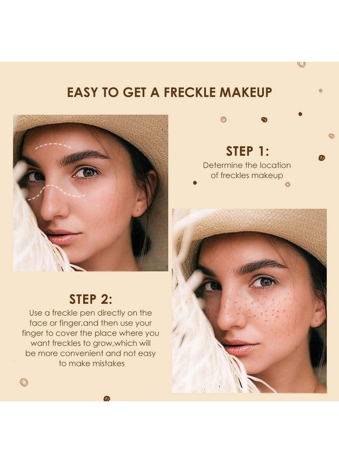 2 Colors Liquid Freckle Pen Natural Lifelike Face Fake Freckle Makeup Pen Magic Freckle Color Waterproof Long Lasting Quick Dry Faux Freckles Pen Soft Dot Sopt Penlight Brown&Dark Brown