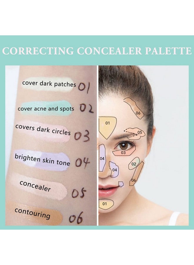 6 Colors Correcting Concealer Palette Makeup Cream Contour Palette With Brush Contouring Foundation Highlighting Concealer Palette For Conceals Dark Circles Redness Acne Blemish