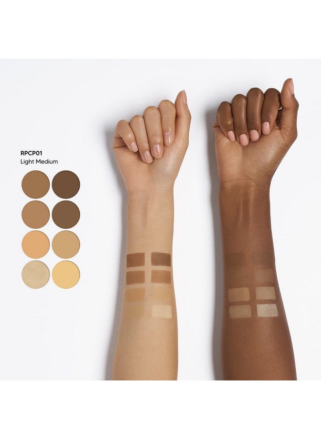 Flawless Finish With 3D Contour Powder Makeup Palette Multiple Contouring Options Easy Blending Long Lasting Formula Sculpt &Highlighting Professional Finish (Light Medium)