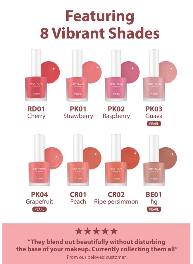 Juicy Pang Water Blusher (Rd01 Popping Cherry) Korean Liquid Blush For Cheeks K Beauty Makeup