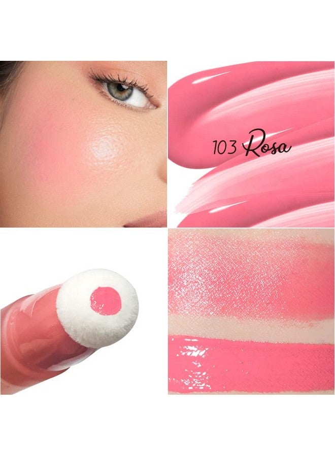 Blush Beauty Wandmatte Face Blush Contour Wand With Cushion Applicatorsmooth Creamy Dewy Liquid Blush Wandblendable Blush Rouge Stick For Cheekcruelty Free103 Rosacool Pink