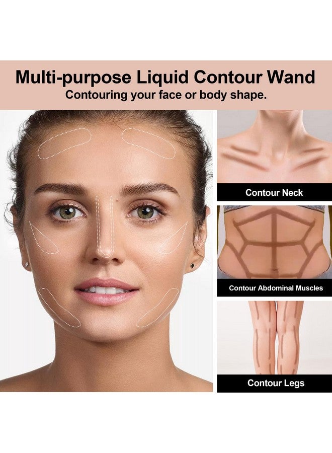 Liquid Contour Wand With Sponge Applicator Cream Contour Stick Makeup For Light/Medium Skin Tone Matte Finish Contouring Bronzer Stick Waterproof Blendable Liquid Concealer Stick Brown