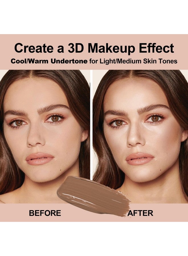 Liquid Contour Wand With Sponge Applicator Cream Contour Stick Makeup For Light/Medium Skin Tone Matte Finish Contouring Bronzer Stick Waterproof Blendable Liquid Concealer Stick Brown