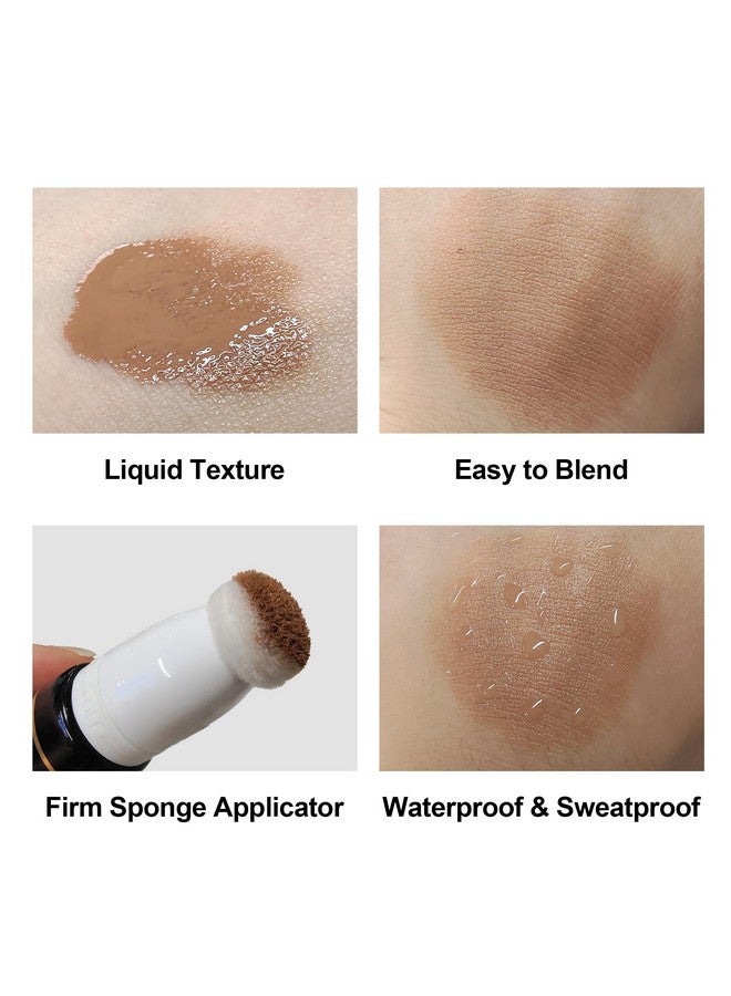 Liquid Contour Wand With Sponge Applicator Cream Contour Stick Makeup For Light/Medium Skin Tone Matte Finish Contouring Bronzer Stick Waterproof Blendable Liquid Concealer Stick Brown