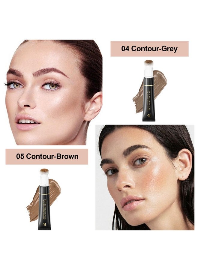 Liquid Contour Wand With Sponge Applicator Cream Contour Stick Makeup For Light/Medium Skin Tone Matte Finish Contouring Bronzer Stick Waterproof Blendable Liquid Concealer Stick Brown