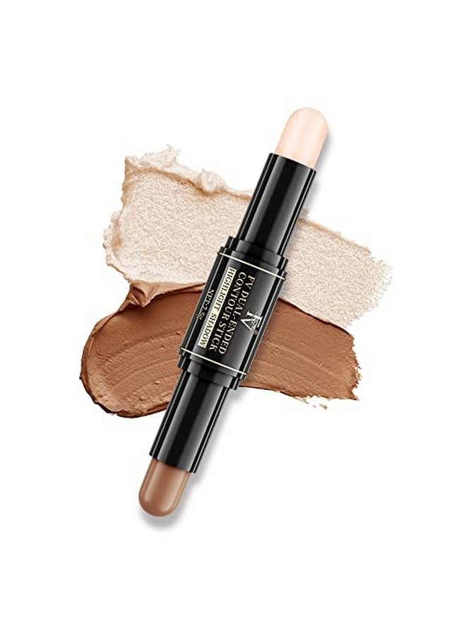 Cream Contour Stick 2 In 1 Face Shaping Stick For Highlighting & Contouring Bronzer Stick，Long Lasting & Waterproof，Non Sticky Highlighter Makeup Pen For Light/Medium Skin Tones 0.26Oz (7.5G)