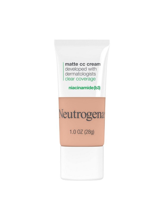 Clear Coverage Flawless Matte Cc Cream Full Coverage Color Correcting Cream Face Makeup With Niacinamide (B3) Hypoallergenic Oil Free &Fragrance Free Apricot 1 Oz