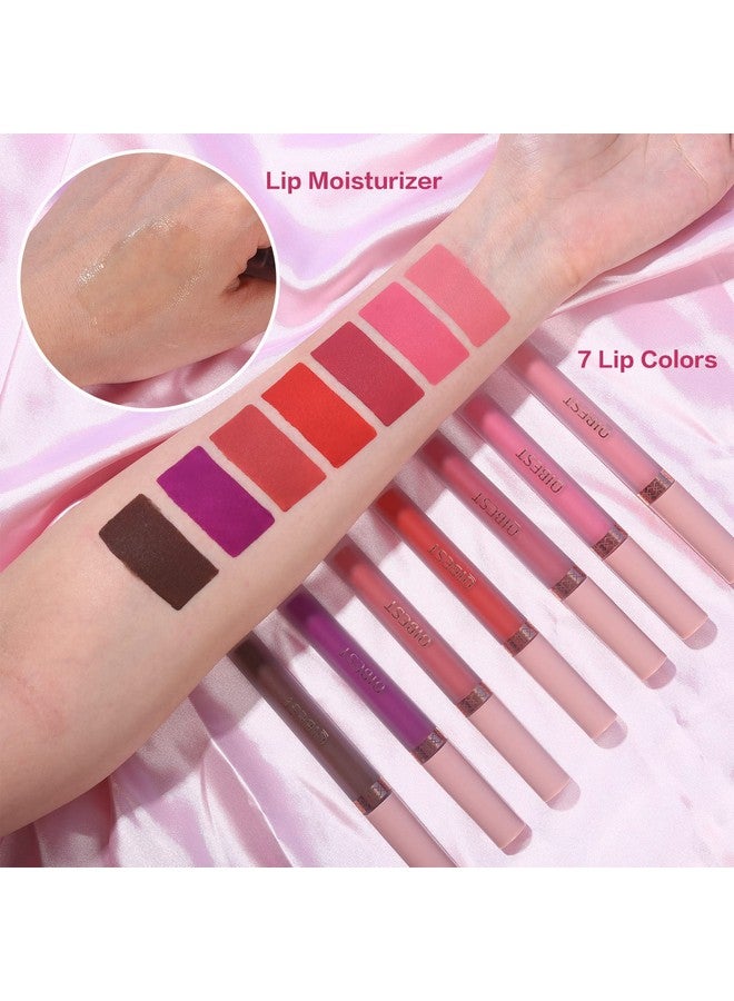 7Pcs Matte Liquid Lipstick And 1Pcs Lip Plumper Makeup Setpigmented Waterproof Make Up Gift Lip Gloss Sets Long Wearing Velvet Lip Kit For Teens And Women