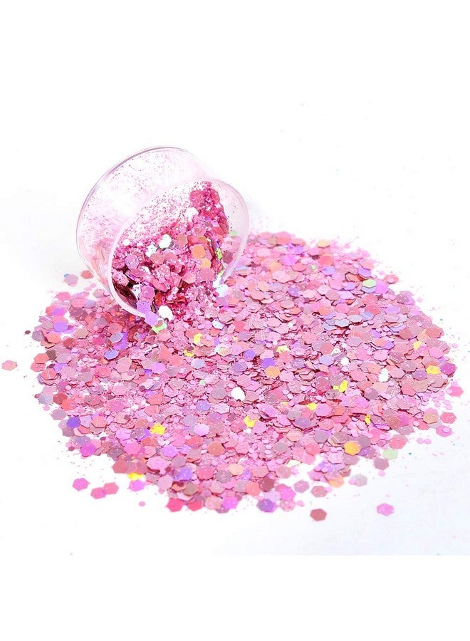 Holographic Chunky Glitter Sequins 12 Colors Mixed Laser Cosmetic Glitter For Face Body Eye Hair Nail Art Lip Gloss Festival Glitter Makeup With Different Hexagons Size (Metallic Mix)