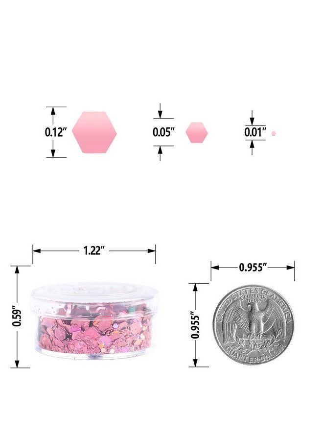 Holographic Chunky Glitter Sequins 12 Colors Mixed Laser Cosmetic Glitter For Face Body Eye Hair Nail Art Lip Gloss Festival Glitter Makeup With Different Hexagons Size (Metallic Mix)
