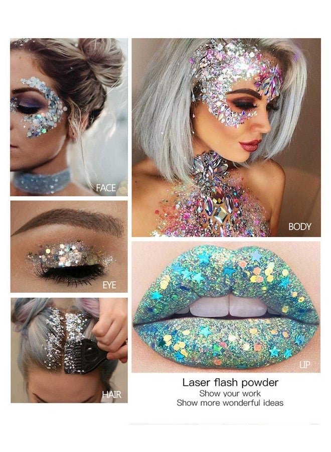 Mermaid Sequins Chunky Glitter Liquid Eyeshadow Glitter Body Gel Festival Glitter Cosmetic Face Hair Nails Makeup Long Lasting Sparkling 30G ( 07 Bronze)