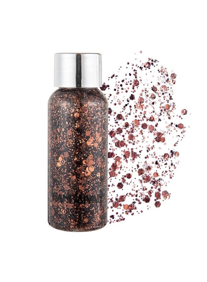 Mermaid Sequins Chunky Glitter Liquid Eyeshadow Glitter Body Gel Festival Glitter Cosmetic Face Hair Nails Makeup Long Lasting Sparkling 30G ( 07 Bronze)