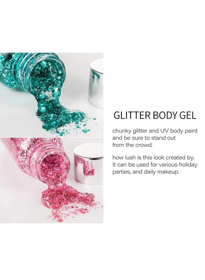 Mermaid Sequins Chunky Glitter Liquid Eyeshadow Glitter Body Gel Festival Glitter Cosmetic Face Hair Nails Makeup Long Lasting Sparkling 30G ( 07 Bronze)
