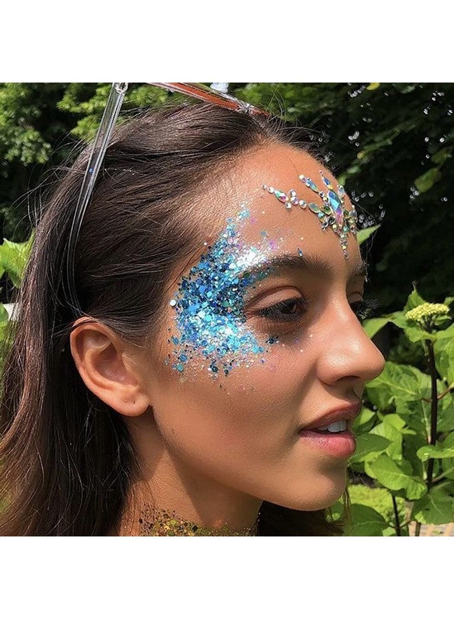 Royal Blue Body Glittersinger Concerts Face Glitter Gelmusic Festival Rave Accessorieschunky Mermaid Glitter Sequins Face Eye Hair Decorationsglitter Blue Face Paint Makeup For Women30G