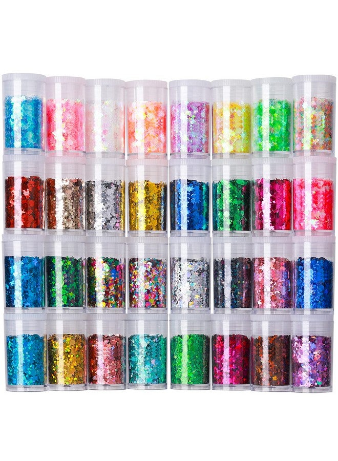 Glitter Chunky Glitter Mixed Nail Glitter With Stars Cosmetic Face Body Eye Hair Glitter 32Pcs