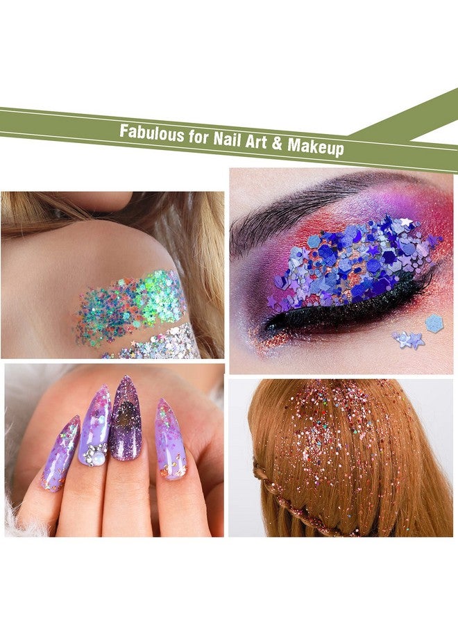 Glitter Chunky Glitter Mixed Nail Glitter With Stars Cosmetic Face Body Eye Hair Glitter 32Pcs