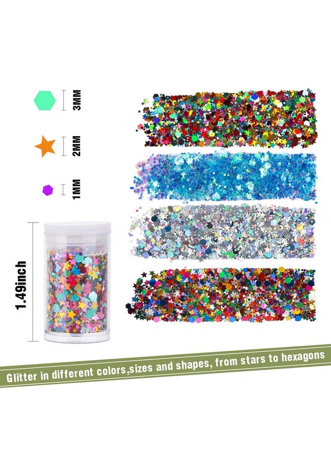 Glitter Chunky Glitter Mixed Nail Glitter With Stars Cosmetic Face Body Eye Hair Glitter 32Pcs