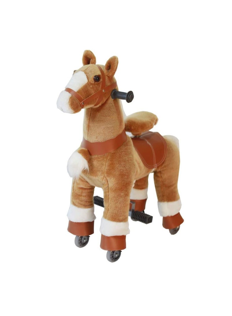 COOLBABY Horse Ride on Toy for Toddlers Ride on Rocking Horse Toy Plush Walking Pony Mechanical Riding Horse Small Size for Age 3-6