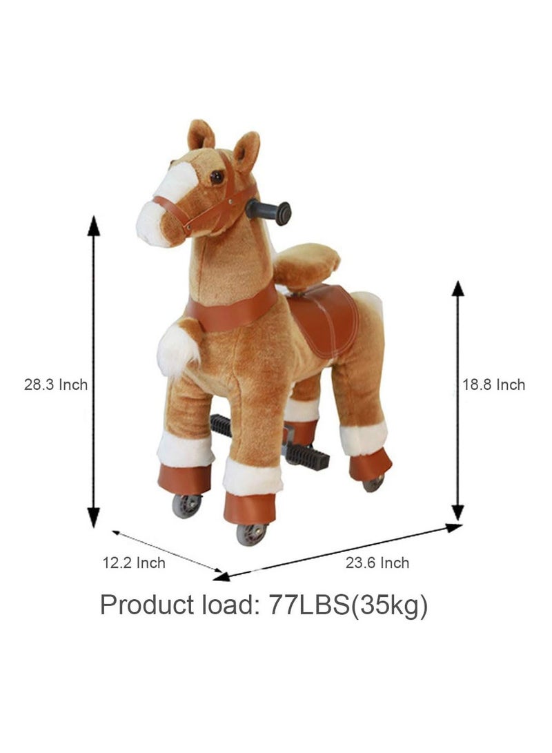 COOLBABY Horse Ride on Toy for Toddlers Ride on Rocking Horse Toy Plush Walking Pony Mechanical Riding Horse Small Size for Age 3-6