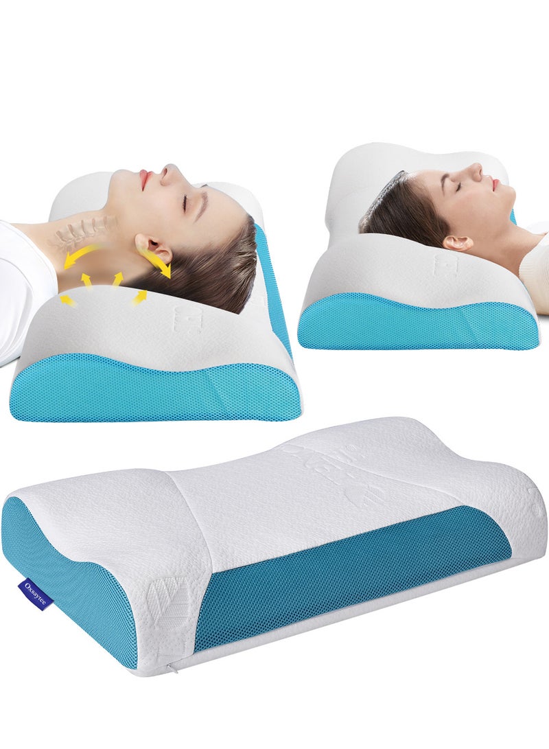 Memory Foam Bed Pillow ,67 X 12 cm,Adjustable Ergonomic Cervical Sleeping Neck Pillow, Neck Support Pillow for Shoulder and Neck Pain Relief, Orthopedic Pillow for Side Sleeping with Washable Cover