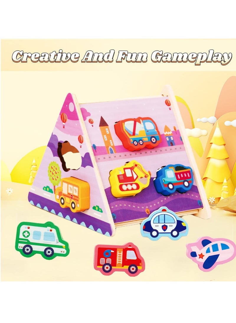 Wooden Toddler Puzzles Gifts Toys, Infant Kid Learning Educational, Transportation Jigsaw Shape Jigsaw Eco Friendly Child Kid Montessori Stem Travel Toy for 1 2 3 Year Old Boys Girls BabyWooden Toddle