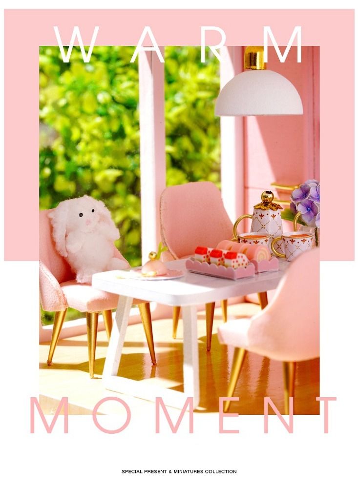 DIY Miniature Dollhouse Kit 1:24 Scale Mini Handmade Wooden Doll House with Music Great Crafts Gift for Birthday Mother's Day Kids Teens Adults Assemble the Villa Model Gift