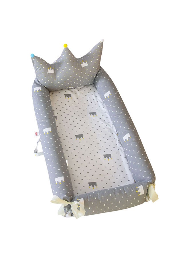 Baby Nest For Newborn Baby Bassinet For Bed Breathable100% Cotton Hypoallergenic With Pillowportable Royal Grey