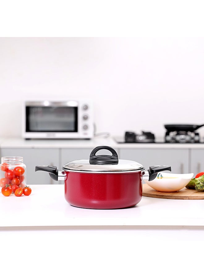 Casserole Dish With Lid Red/Clear 26cm