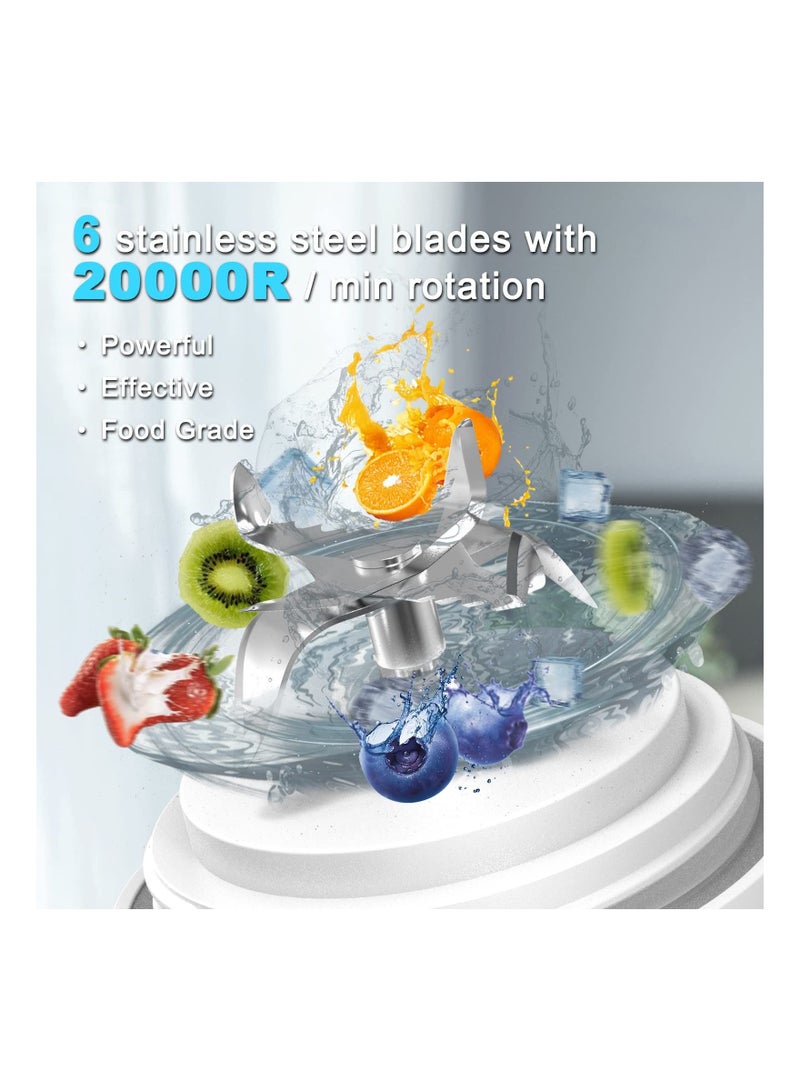 Portable Personal Blender, for Shakes and Smoothies with 6 Blade 20 Oz Travel Cup USB Rechargeable for Kitchen, Home, Travel