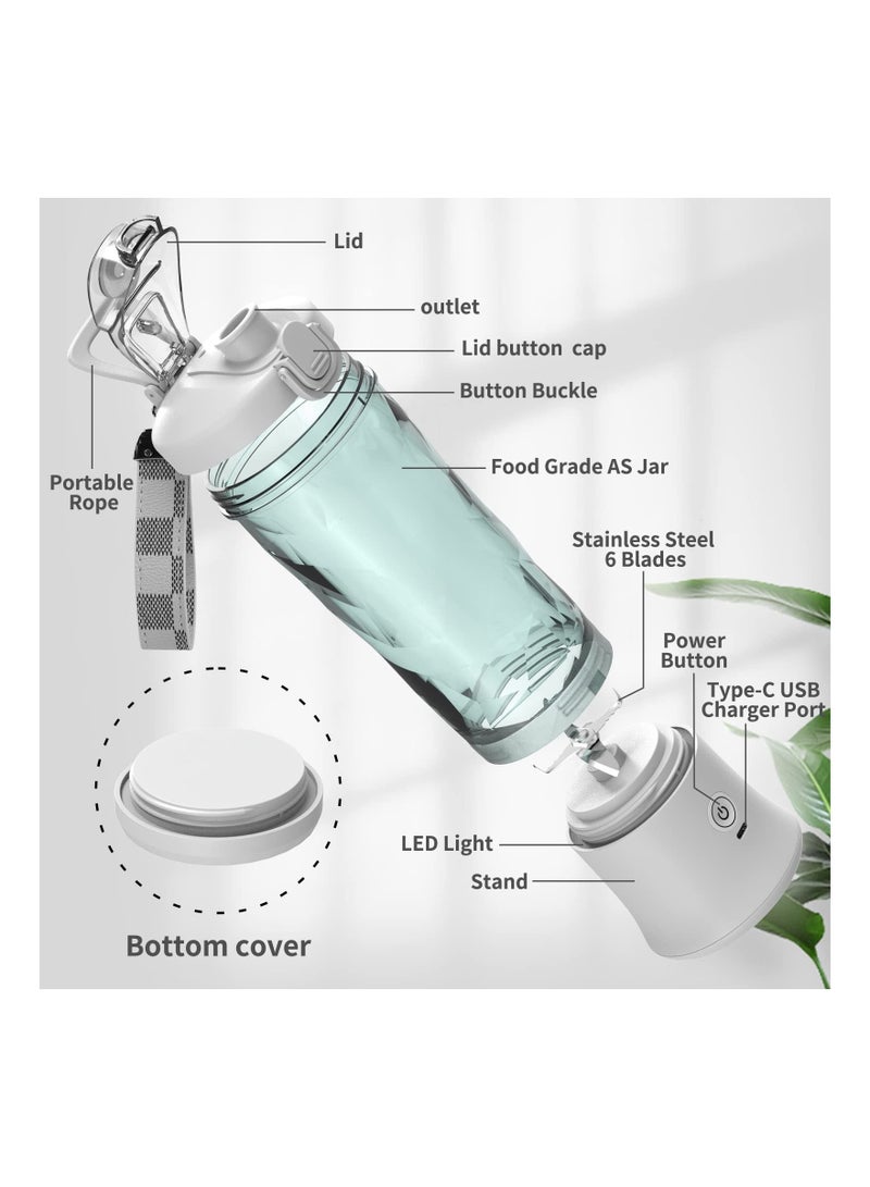 Portable Personal Blender, for Shakes and Smoothies with 6 Blade 20 Oz Travel Cup USB Rechargeable for Kitchen, Home, Travel