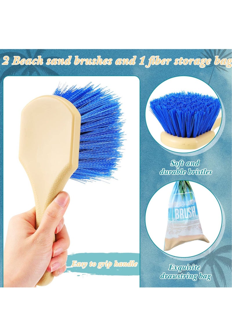 Beach Sand Remover Brush,2 Pcs Beach Accessories Scrub Brushes for Cleaning Beach Soft Bristle Brush for Summer Vacation, Water Sports, Beach Volleyball