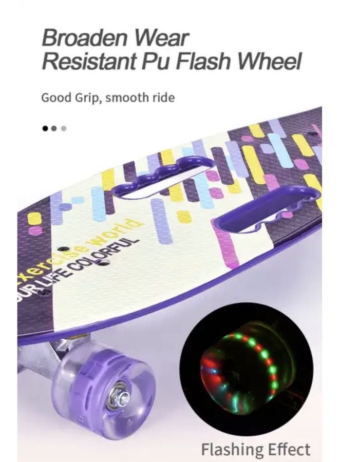 Skateboard with Colorful LED Light-Up Wheels for Teen Boys and Girls