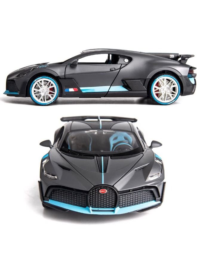 1/32 Bugattii Divo Model Car, Alloy Diecast Pull Back Toy Vehicle with Light and Music, Supercar Toys for Toddlers Kids Children Gift (Dark Gray)