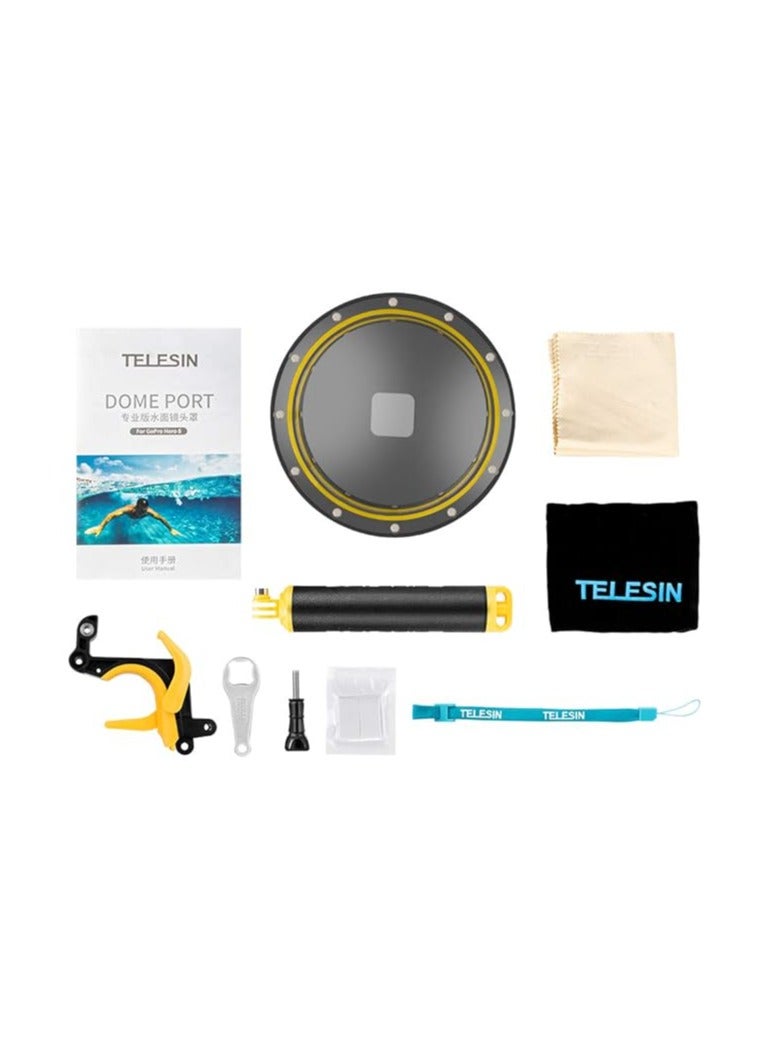 TELESIN 6 Dome Port 30M Waterproof Case Housing For Gopro Hero 5 6 7 8 9 10 11 12 Trigger Dome Cover Lens Accessories