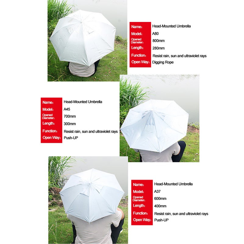 Portable Anti-Ultraviolet Light Rain Shade Head-Mounted Umbrella 40cm