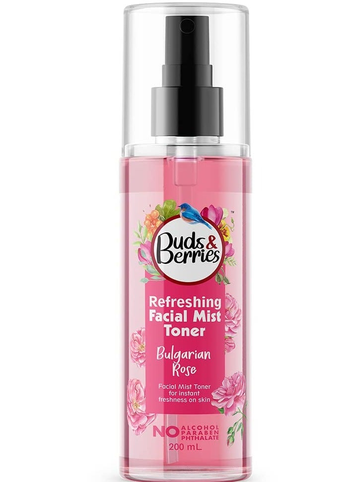 Buds Berries Bulgarian Rose Refreshing Facial Mist Toner Instant Freshness Shrinks Pores