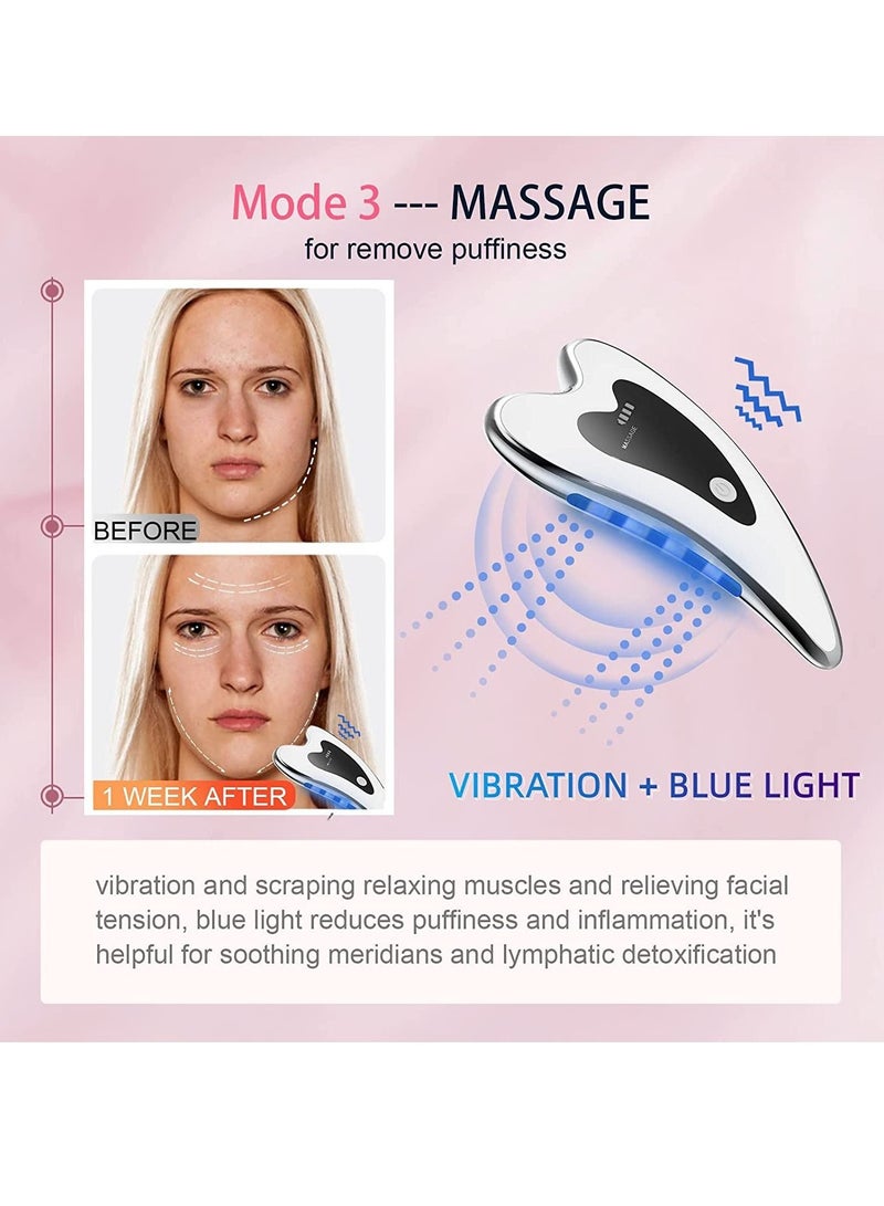 Electric Gua Sha - Face Lift Device -Gua Sha Facial Tools - Face Sculpting Tool - Heated & Vibration & Red Light Face Massager Anti-Aging & Wrinkles Puffiness Double Chin Tension Relief