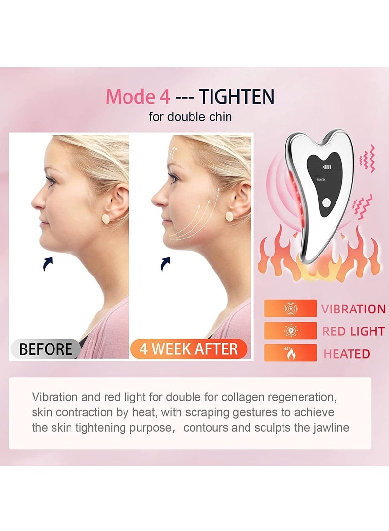 Electric Gua Sha - Face Lift Device -Gua Sha Facial Tools - Face Sculpting Tool - Heated & Vibration & Red Light Face Massager Anti-Aging & Wrinkles Puffiness Double Chin Tension Relief