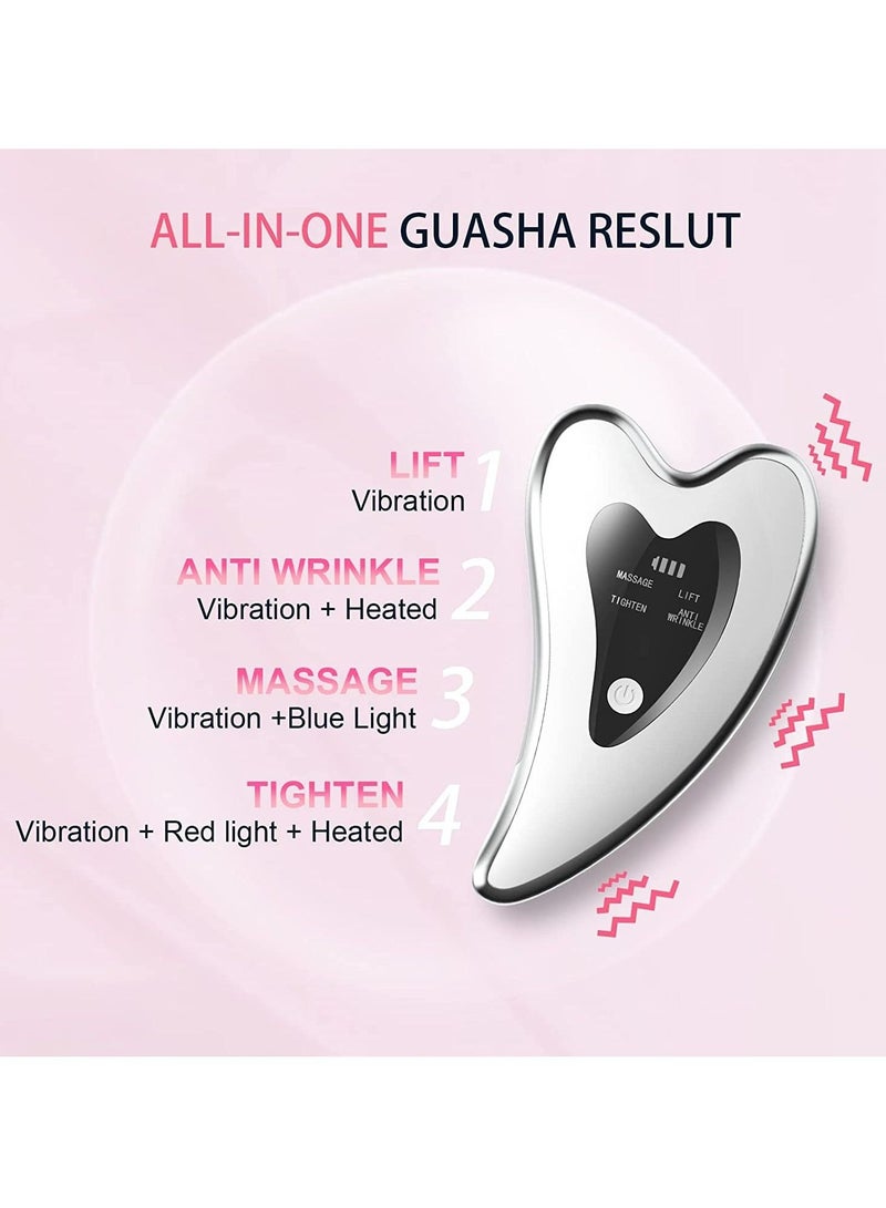 Electric Gua Sha Face Massager for Wrinkles, Puffiness, Double Chin, Tension Relief, Heated & Vibration