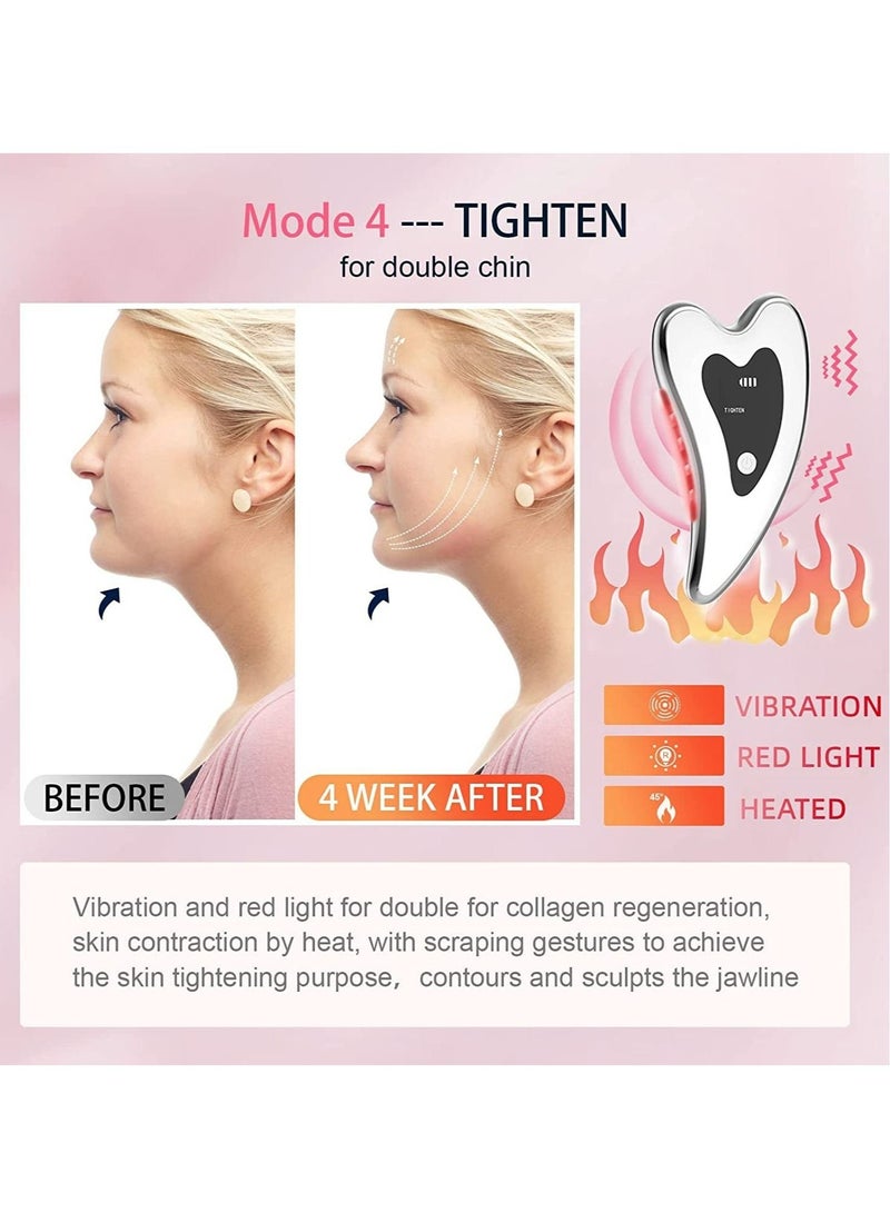 Electric Gua Sha Face Massager for Wrinkles, Puffiness, Double Chin, Tension Relief, Heated & Vibration