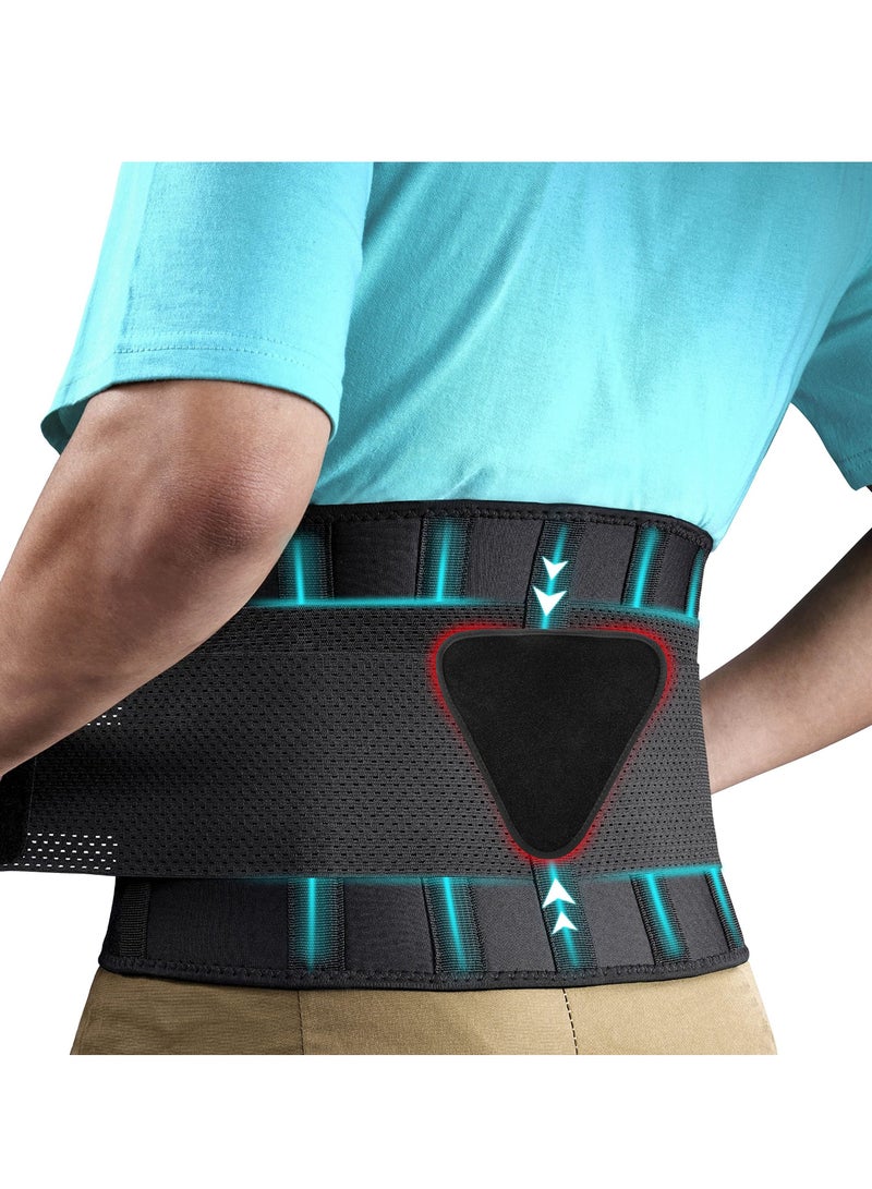 Lumbar Support Belt for Men Heavy Lifting Work, Back Brace Lower Pain, Breathable with Pad Scoliosis, Herniated Disc, Sciatica 4XL Fit Size:63''-68.9''